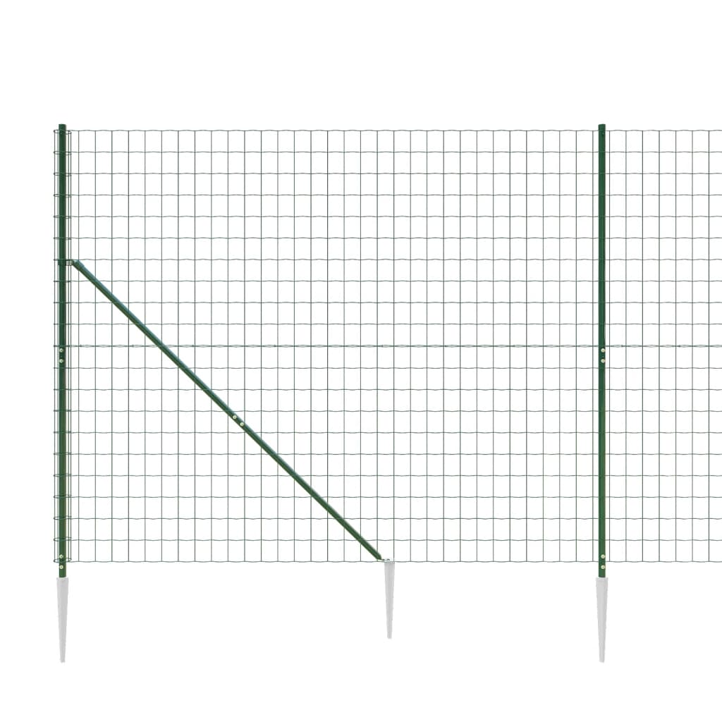 vidaXL Ogrodzenie z siatki, z kotwami, zielone, 2x10 m