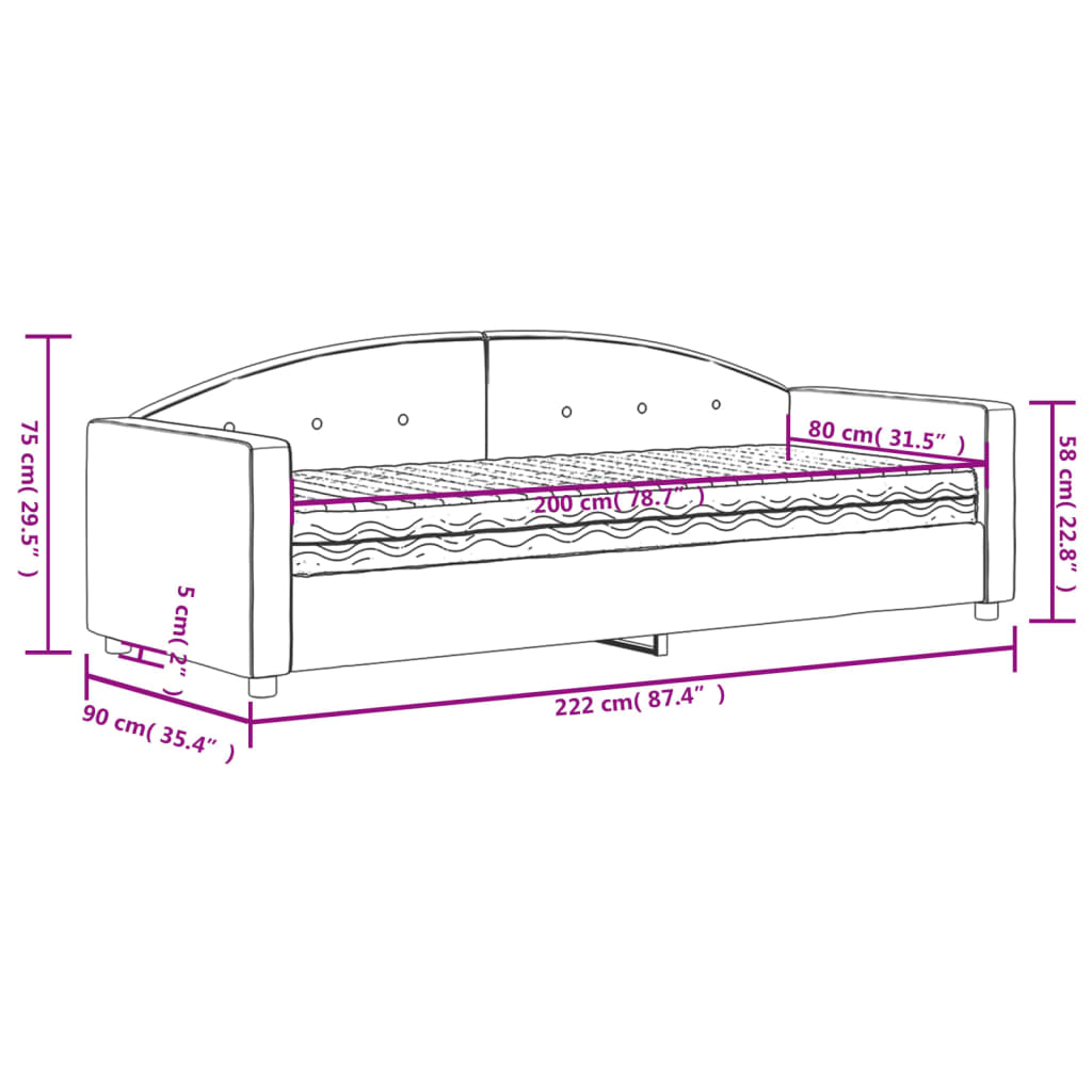 vidaXL Sofa z materacem do spania, żółta, 80x200 cm, aksamit