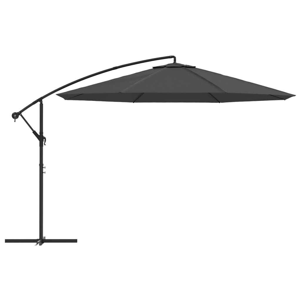 vidaXL Parasol wiszący z aluminiowym słupkiem, 350 cm, antracytowy