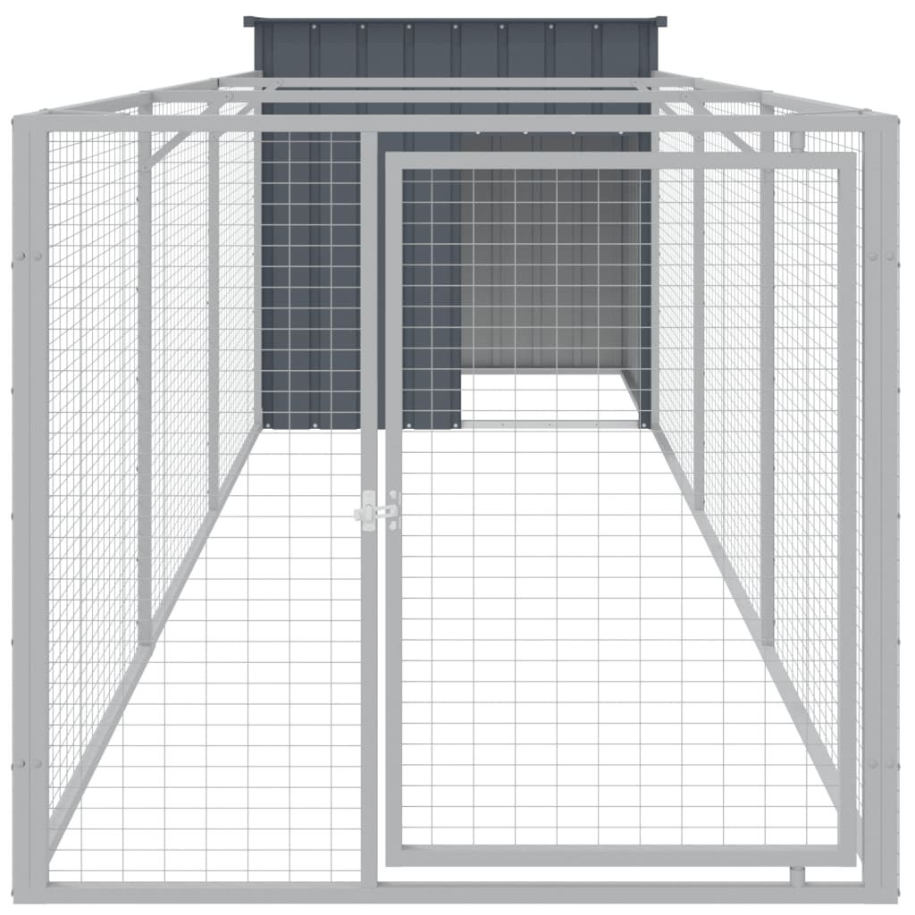 vidaXL Buda dla psa, z wybiegiem, antracytowa, 110x405x110 cm, stal