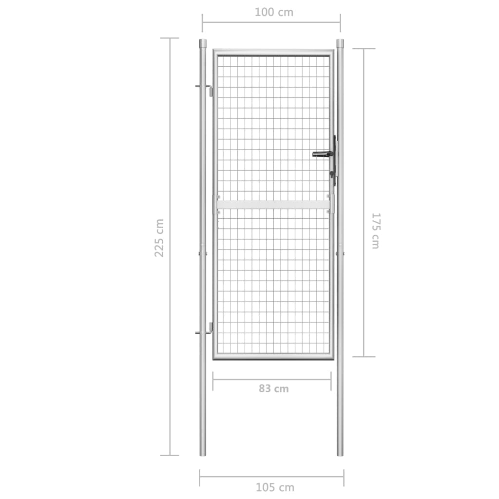 vidaXL Furtka ogrodowa, galwanizowana stal, 105x225 cm, srebrna