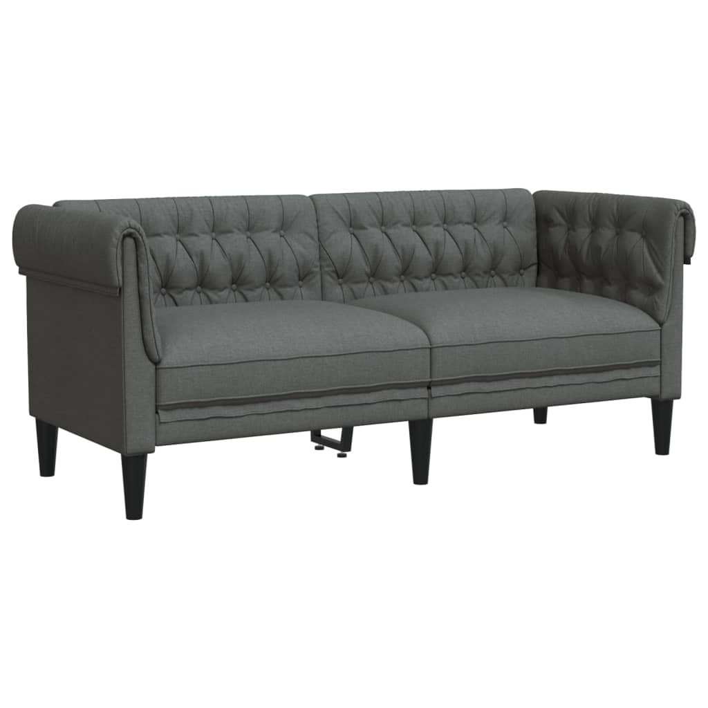 vidaXL Sofa Chesterfield, dwuosobowa, ciemnoszara, obita tkaniną