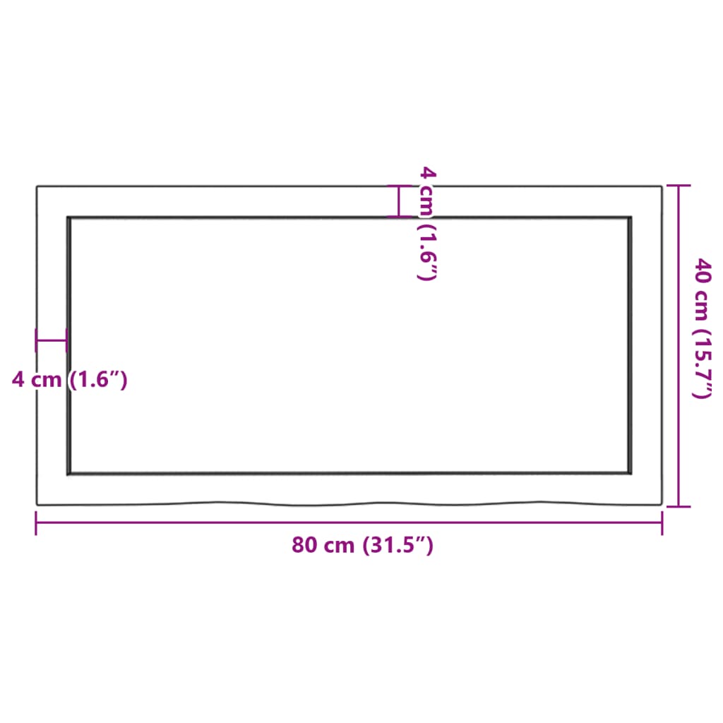 vidaXL Blat stołu, 80x40x(2-6) cm, surowe lite drewno dębowe