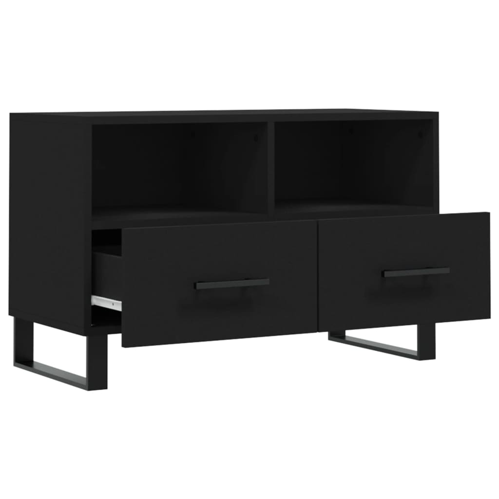 vidaXL Szafka pod TV, czarna, 80x36x50 cm, materiał drewnopochodny