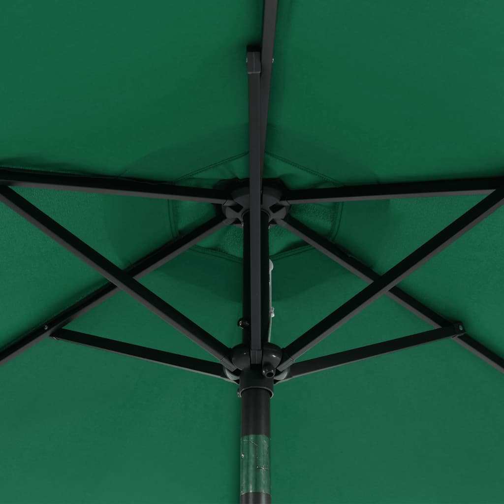 vidaXL Parasol ogrodowy LED, stalowy słupek, zielony, 225x225x212 cm