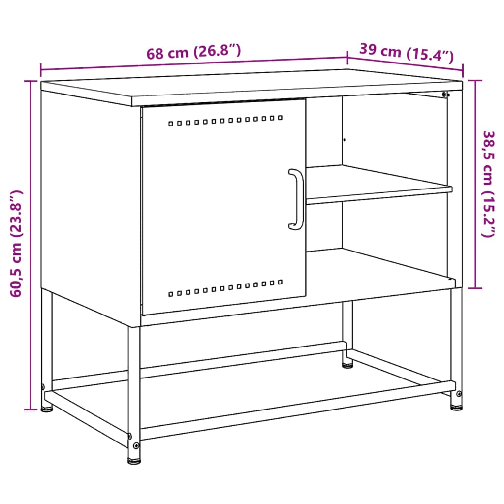 vidaXL Szafka pod telewizor, musztardowa, 100,5x39x60,5 cm, stalowa