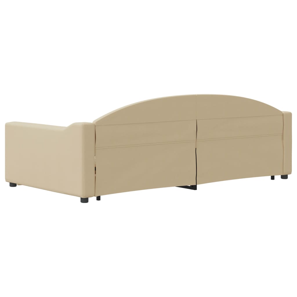 vidaXL Sofa rozsuwana z szufladami, kremowa, 100x200 cm, tkanina