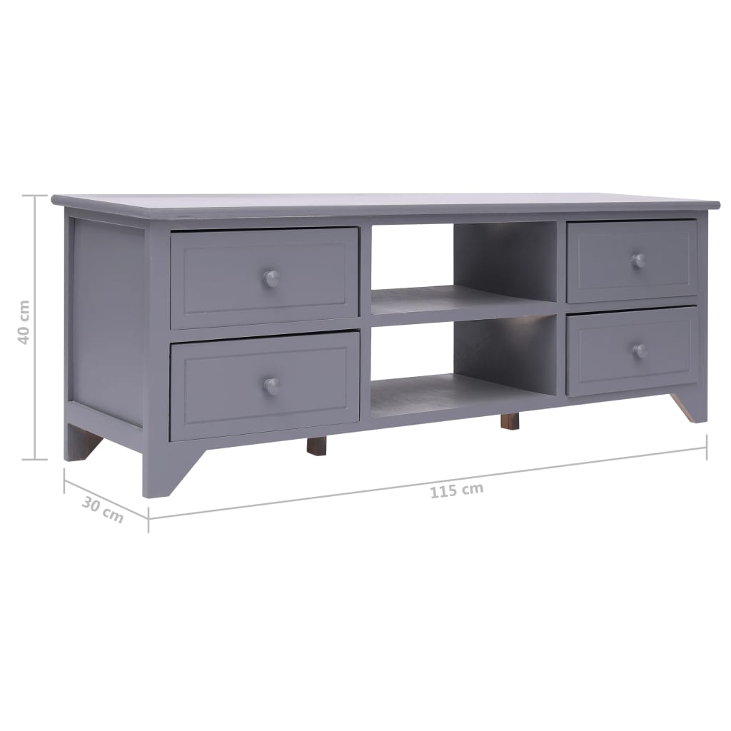 vidaXL Szafka pod TV, szara, 115 x 30 x 40 cm, drewno paulownia