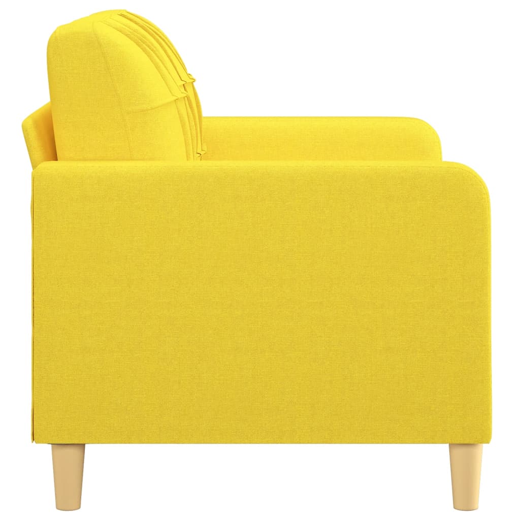 vidaXL Sofa 2-osobowa, jasnożółta, 120 cm, tapicerowana tkaniną