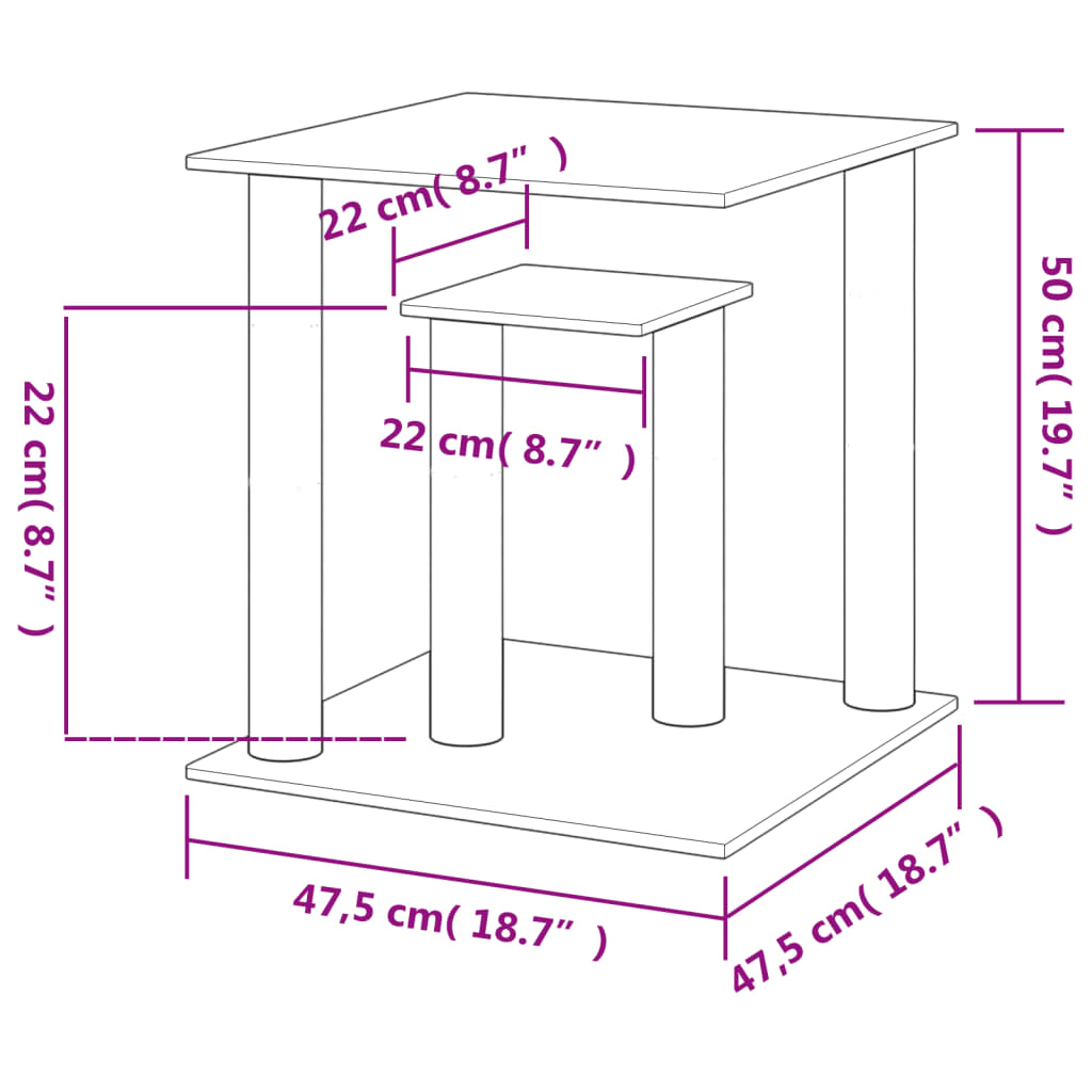 vidaXL Drapak dla kota z platformami, ciemnoszary, 50 cm