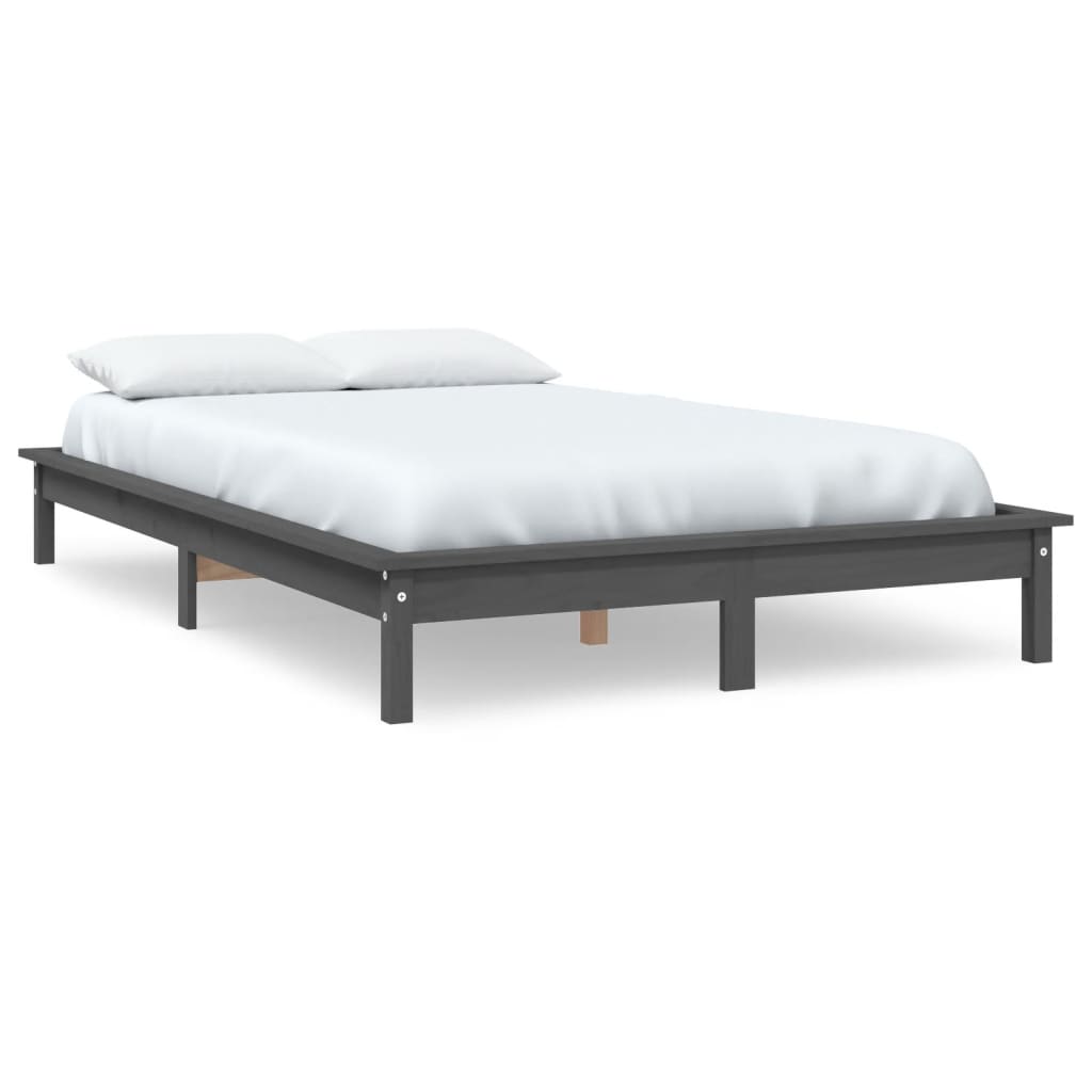 vidaXL Rama łóżka, szara, 120x190 cm, lite drewno sosnowe