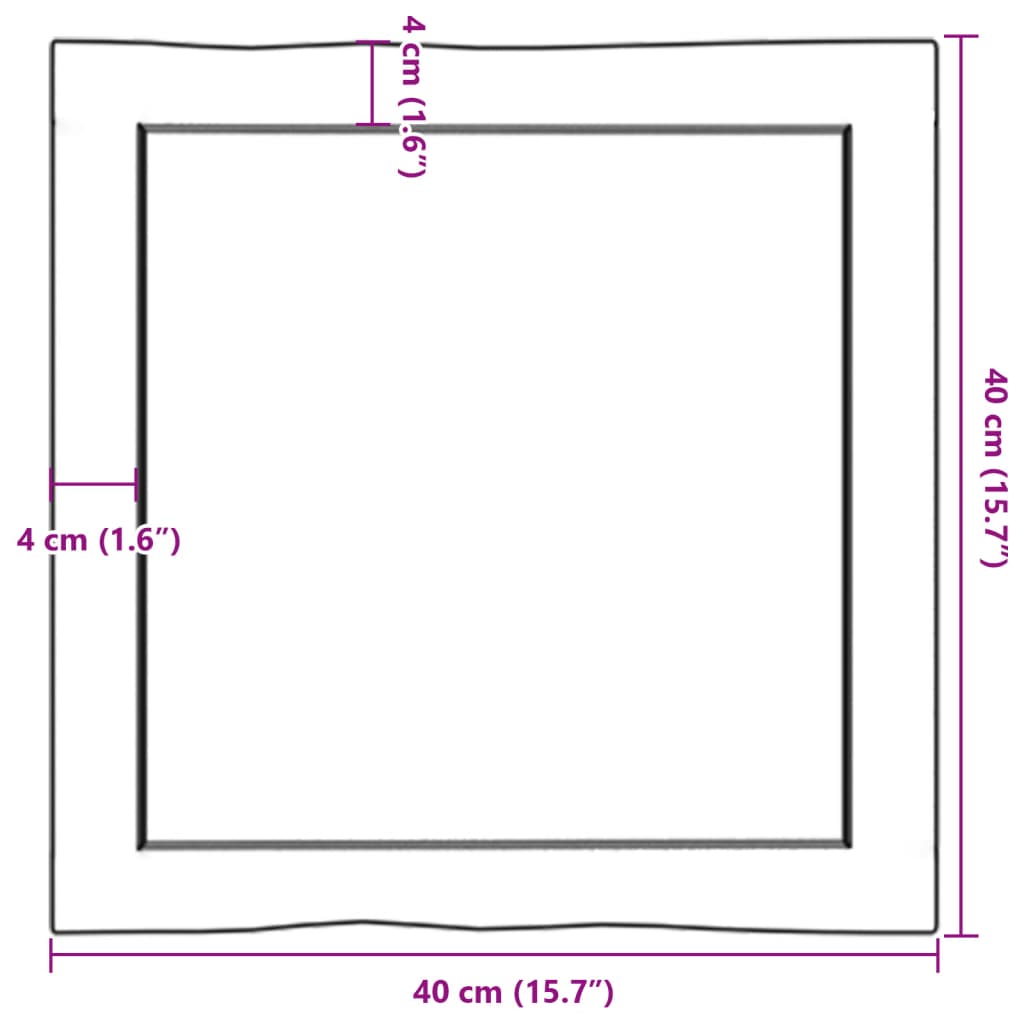 vidaXL Blat stołu, 40x40x(2-6)cm, surowy, lity dąb naturalną krawędzią