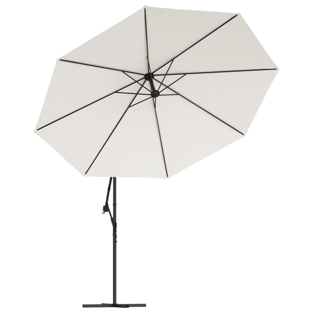 vidaXL Parasol wiszący z LED i metalowym słupkiem, 350 cm, piaskowy