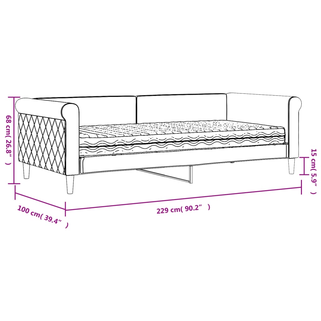 vidaXL Sofa z materacem do spania, ciemnoszara, 90x200 cm, aksamit