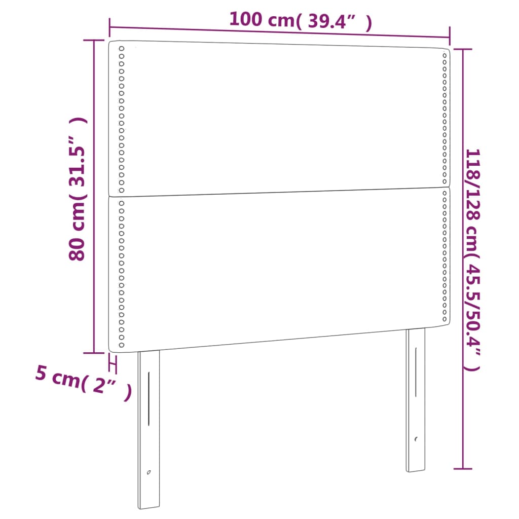 vidaXL Zagłówek do łóżka z LED, ciemnozielony, 100x5x118/128 cm