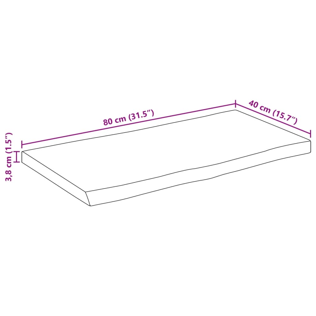 vidaXL Blat stołu, 80x40x3,8 cm, naturalna krawędź, lite drewno mango