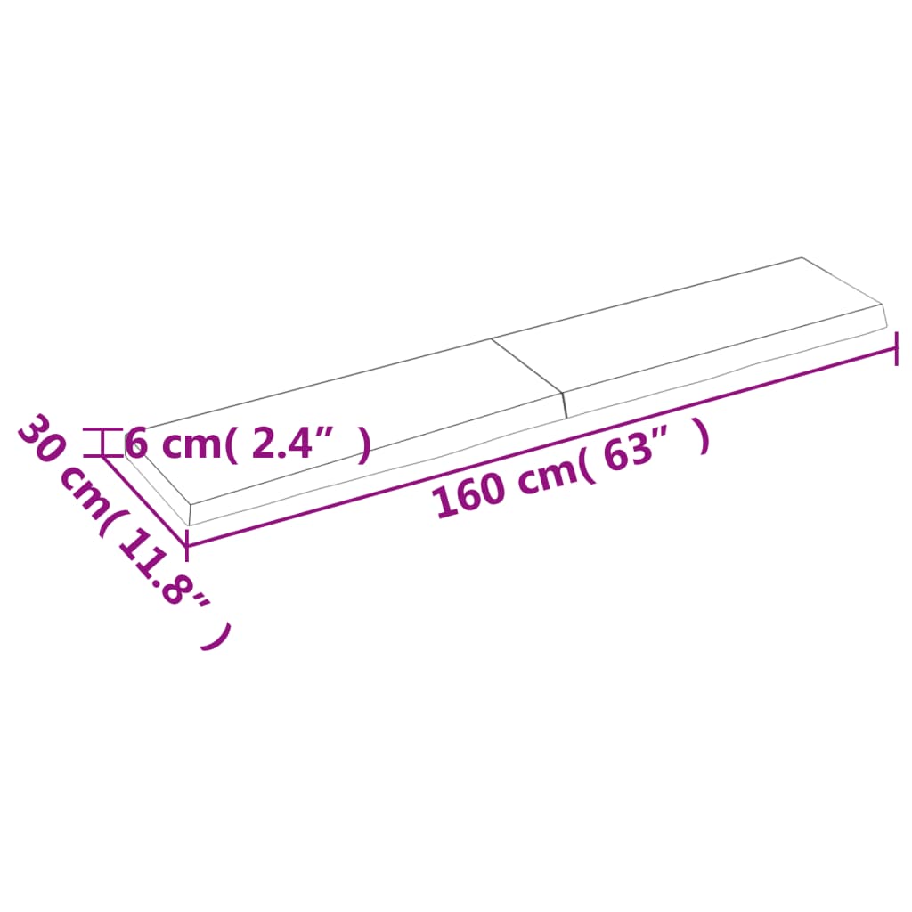 vidaXL Blat do łazienki, 160x30x(2-6) cm, surowe, lite drewno