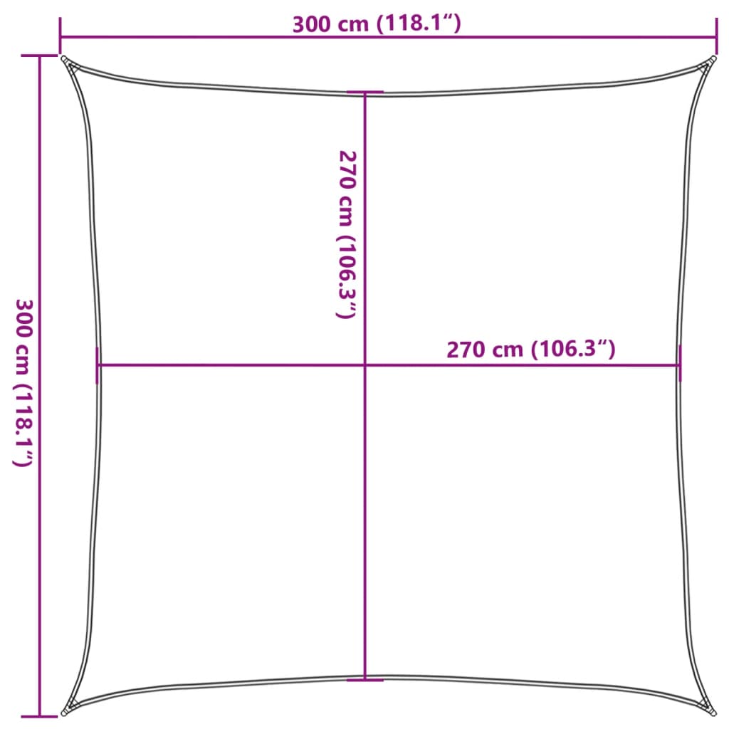 vidaXL Żagiel przeciwsłoneczny, 160 g/m², jasnozielony, 3x3 m, HDPE