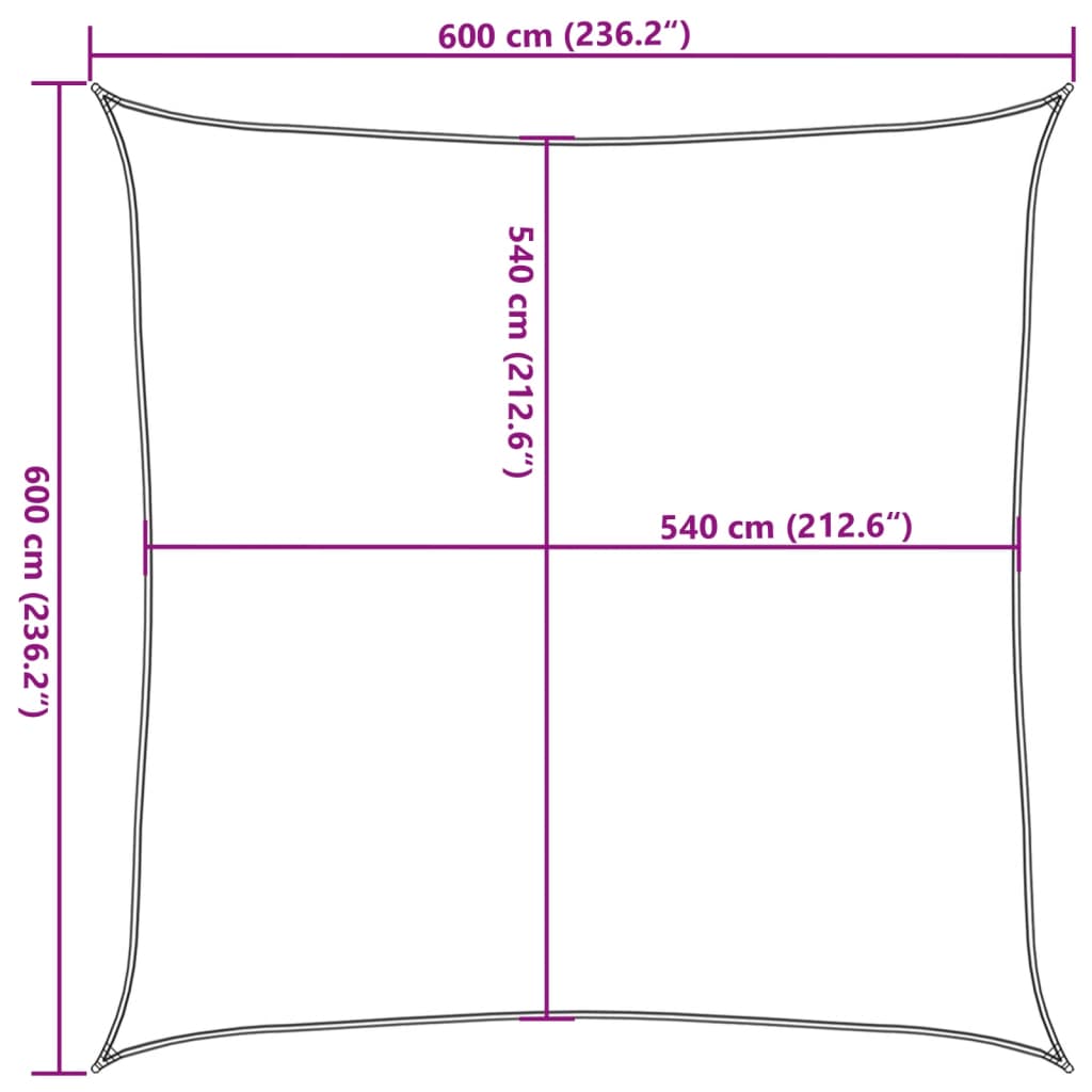 vidaXL Żagiel przeciwsłoneczny, 160 g/m², piaskowy, 6x6 m, HDPE