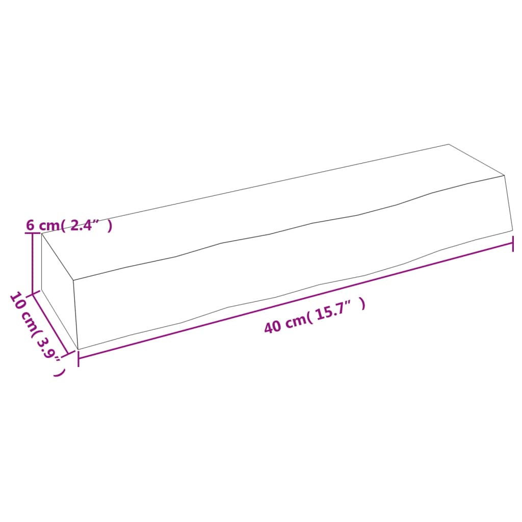 vidaXL Półka, ciemnobrązowa, 40x10x6 cm, wykończone lite drewno dębowe