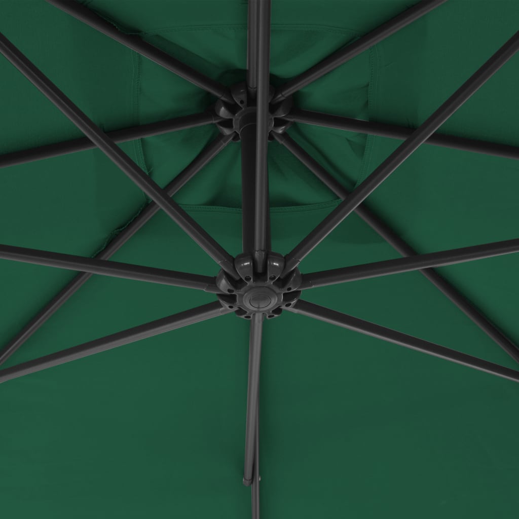 vidaXL Parasol wiszący ze stalowym słupkiem, 250x250 cm, zielony