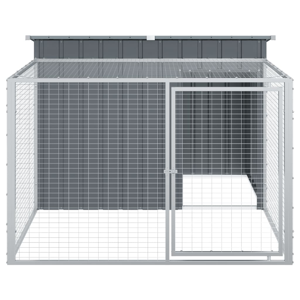 vidaXL Buda dla psa, z wybiegiem, antracytowa, 153x194x110 cm, stal