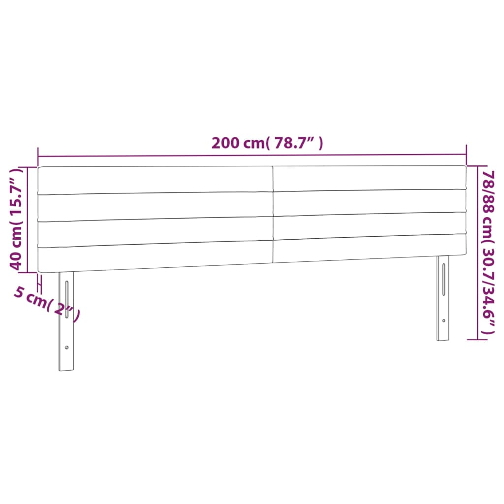 vidaXL Zagłówek do łóżka z LED, taupe, 200x5x78/88 cm, tkanina