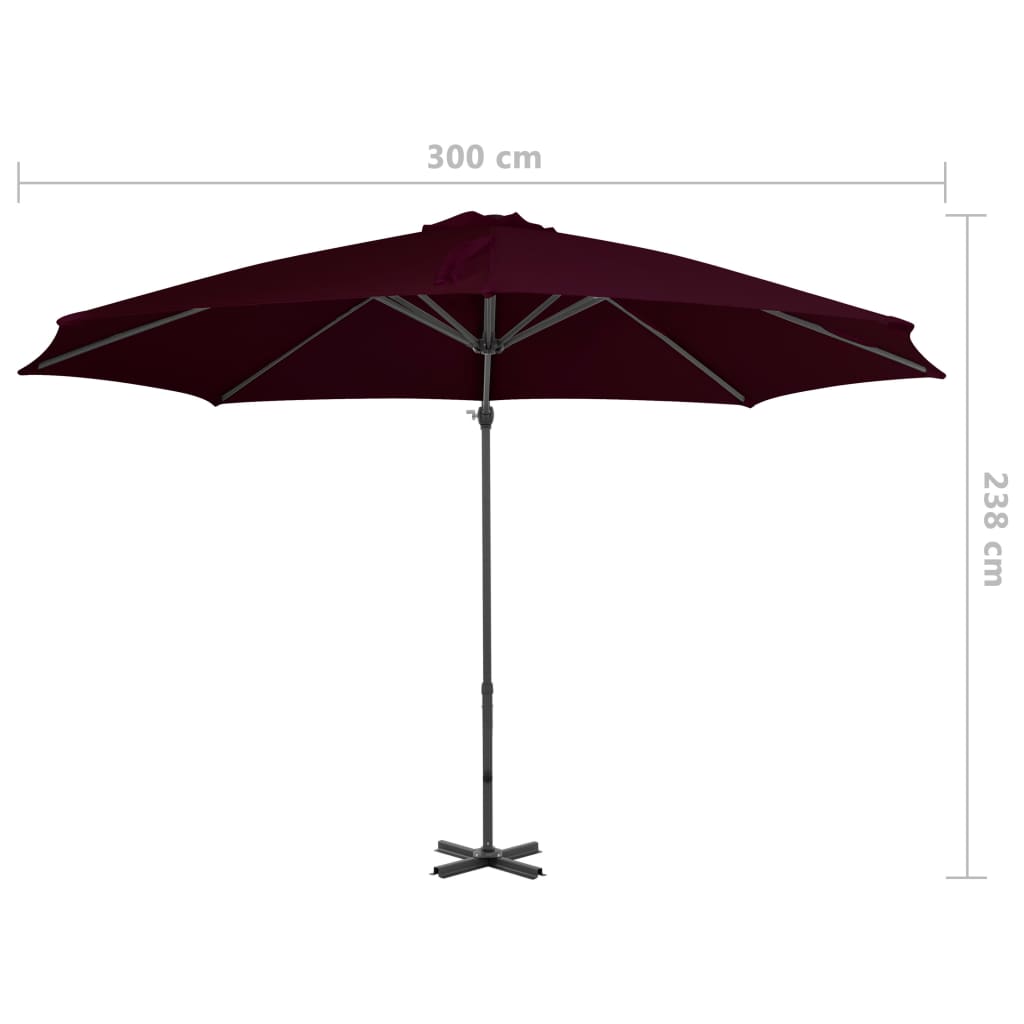 vidaXL Parasol wiszący z aluminiowym słupkiem, 300 cm, czerwony