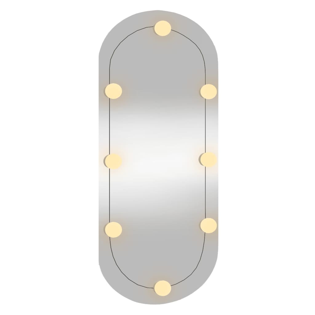 vidaXL Lustro ścienne z LED, 35x80 cm, szklane, owalne