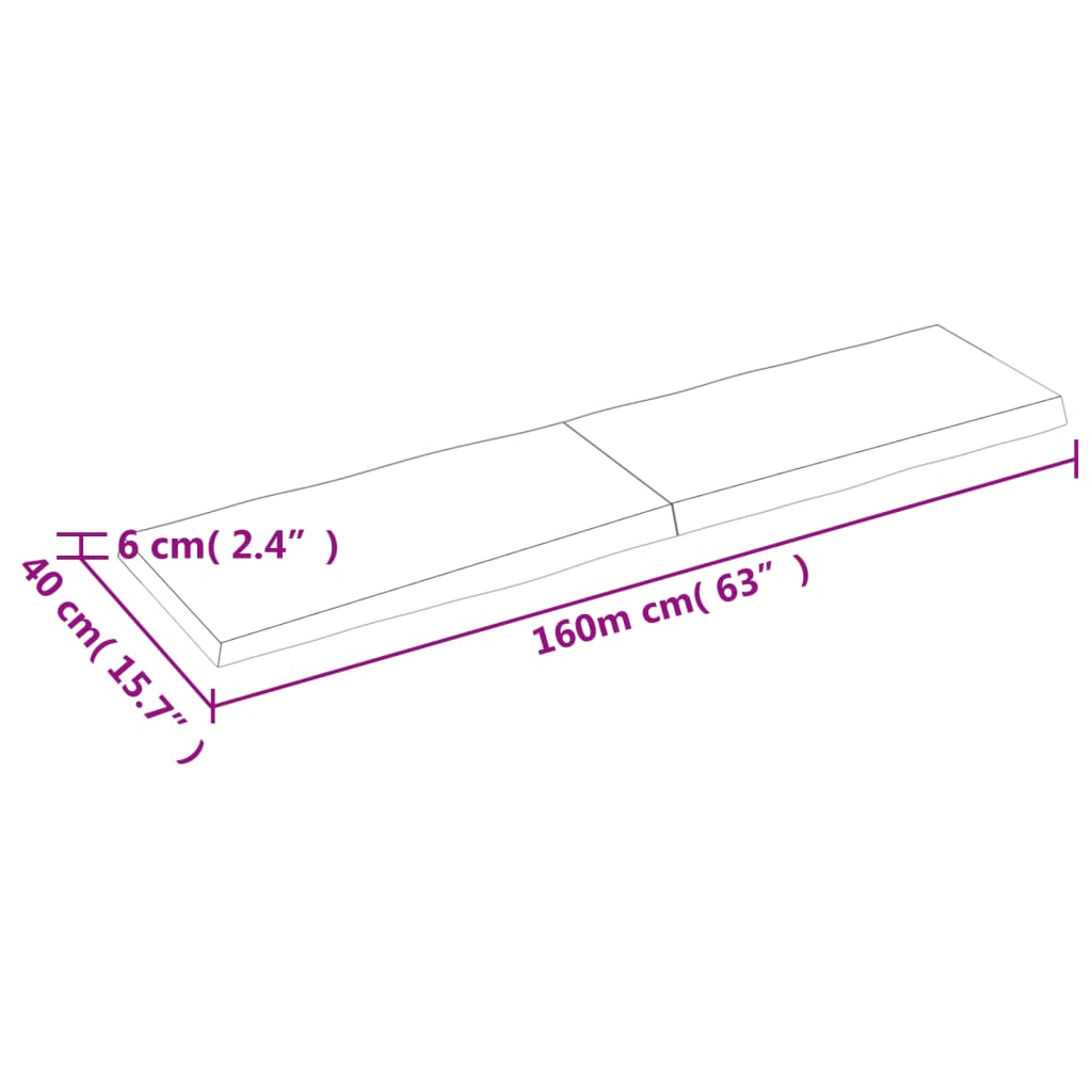 vidaXL Blat ciemnobrązowy 160x40x(2-6) cm drewno z naturalną krawędzią