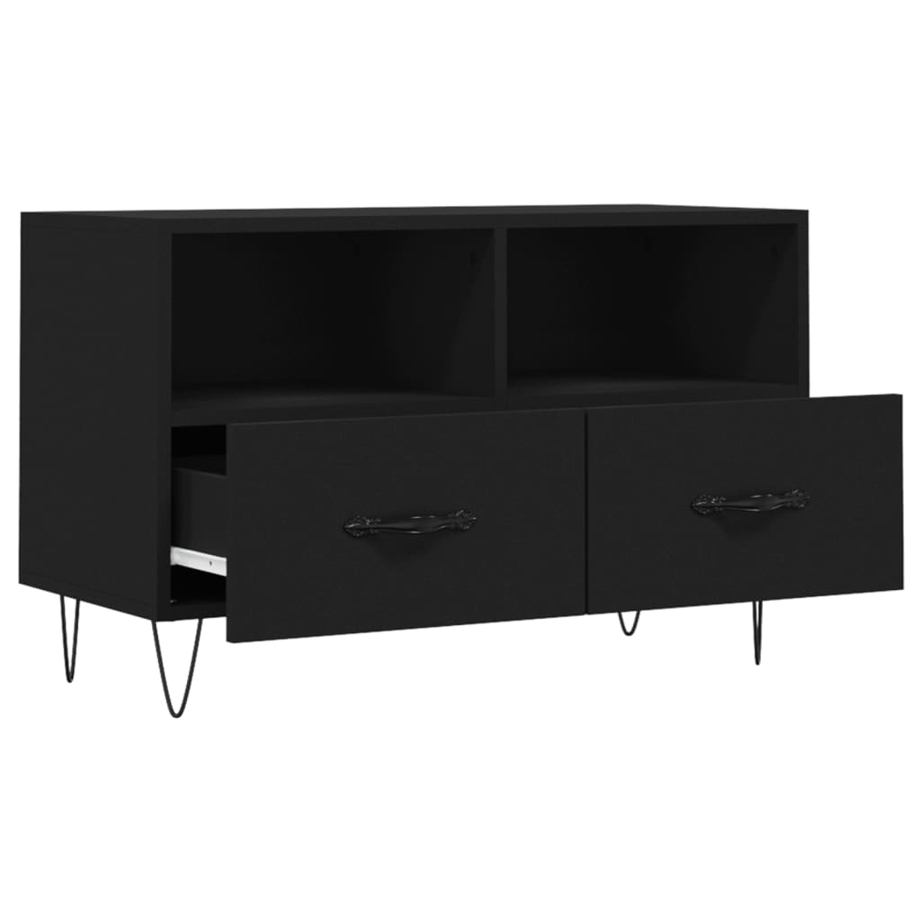 vidaXL Szafka pod TV, czarna, 80x36x50 cm, materiał drewnopochodny