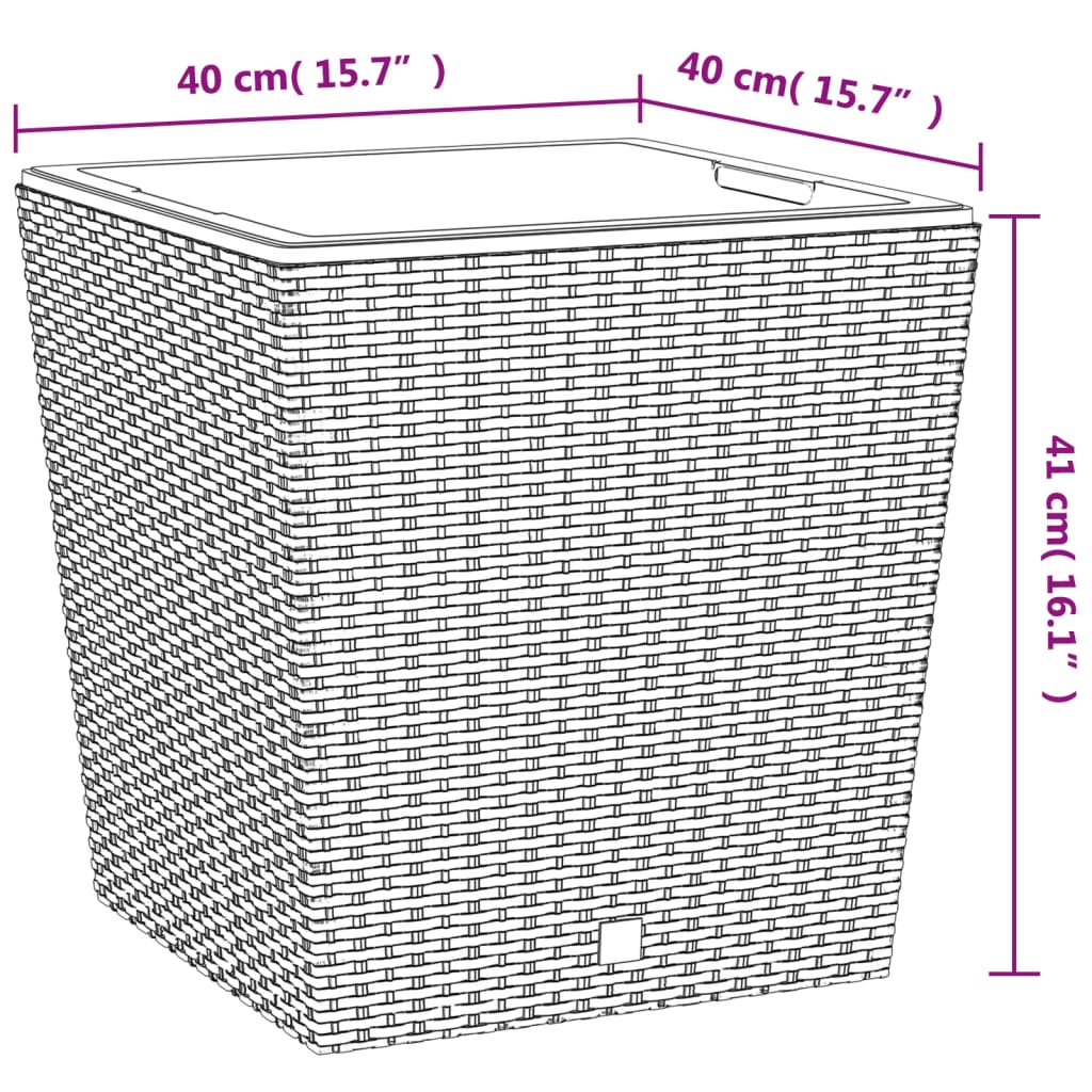 vidaXL Donica z pojemnikiem wewnętrznym, antracyt, 37/64 L, rattan PP