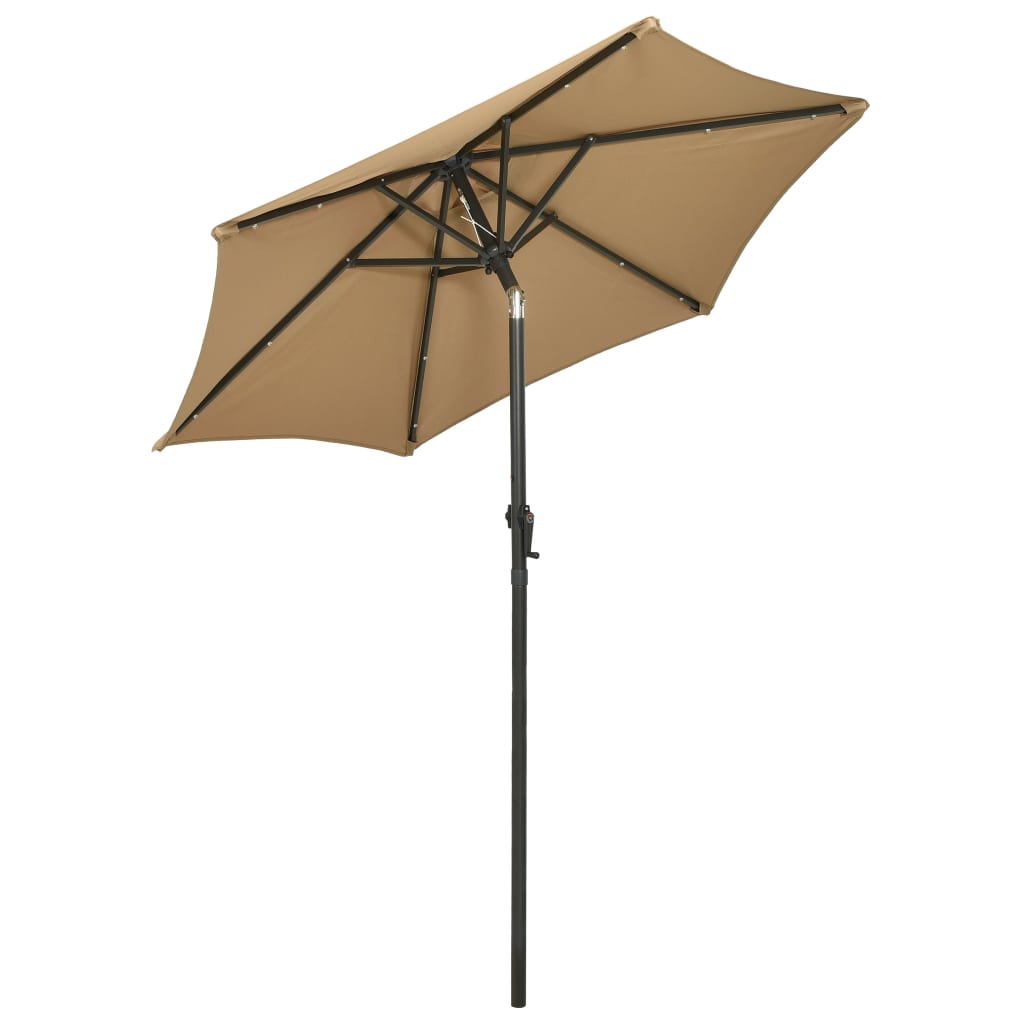 vidaXL Parasol ogrodowy z LED, taupe, 200x211 cm, aluminium