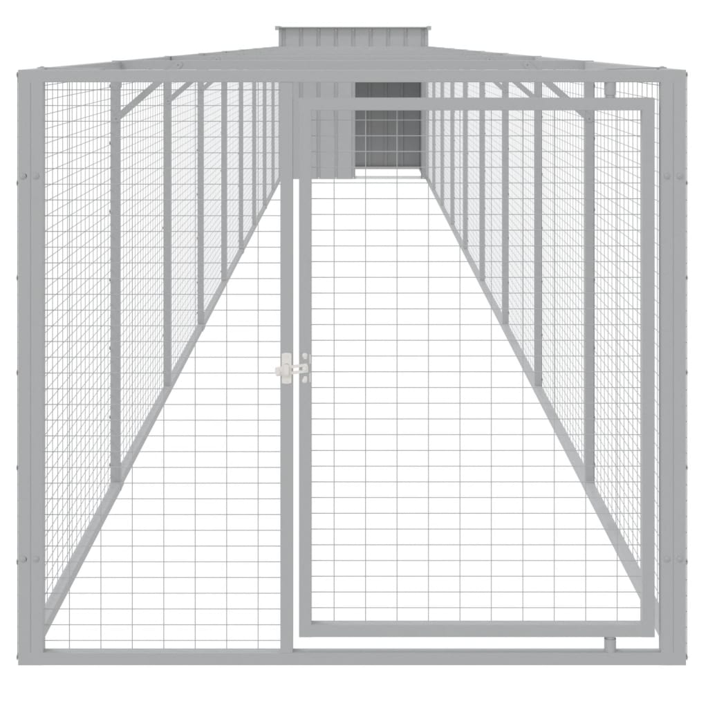 vidaXL Buda dla psa, z wybiegiem, jasnoszara, 110x1017x110 cm, stal