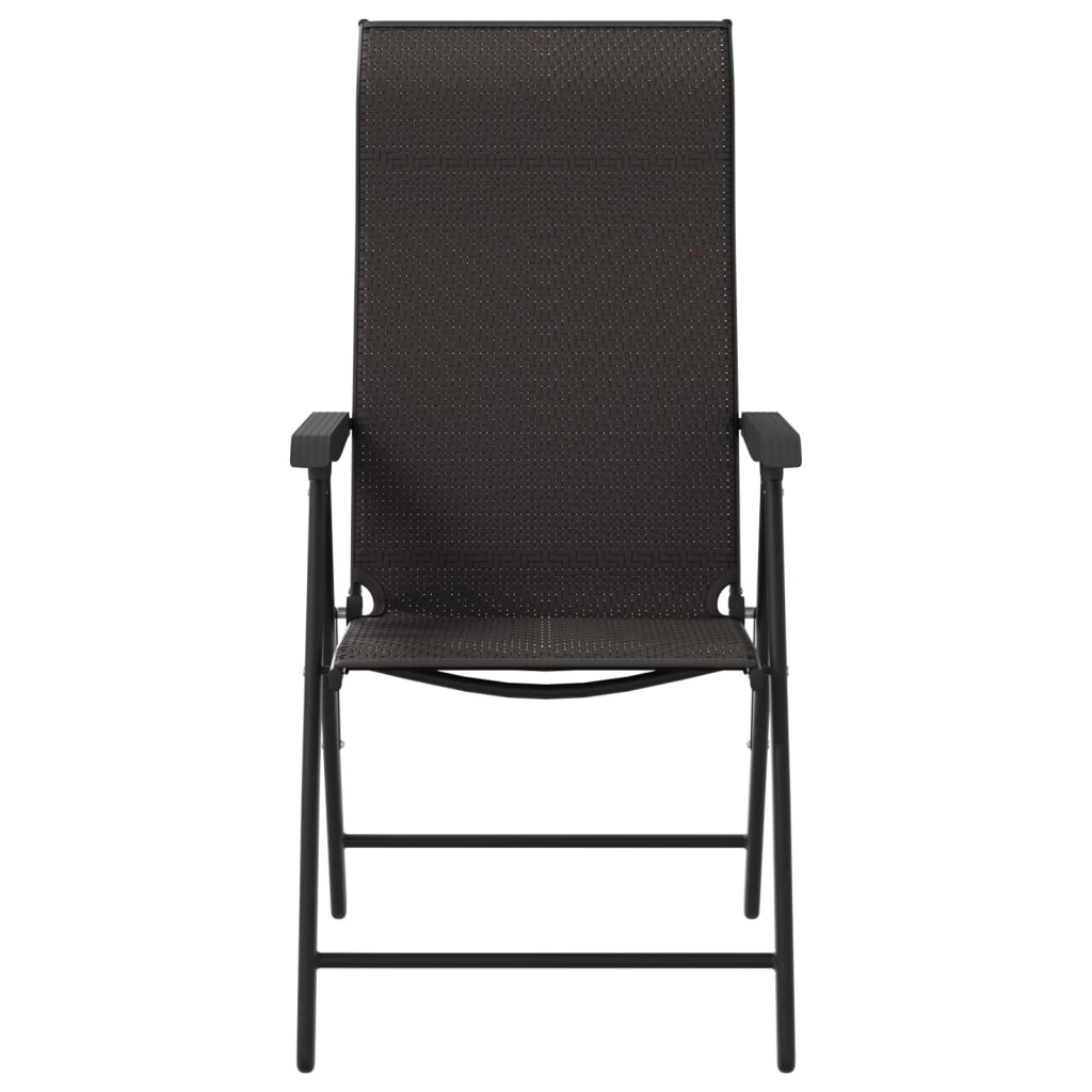 vidaXL Składane krzesła ogrodowe, 2 szt., czarna kawa, rattan PE