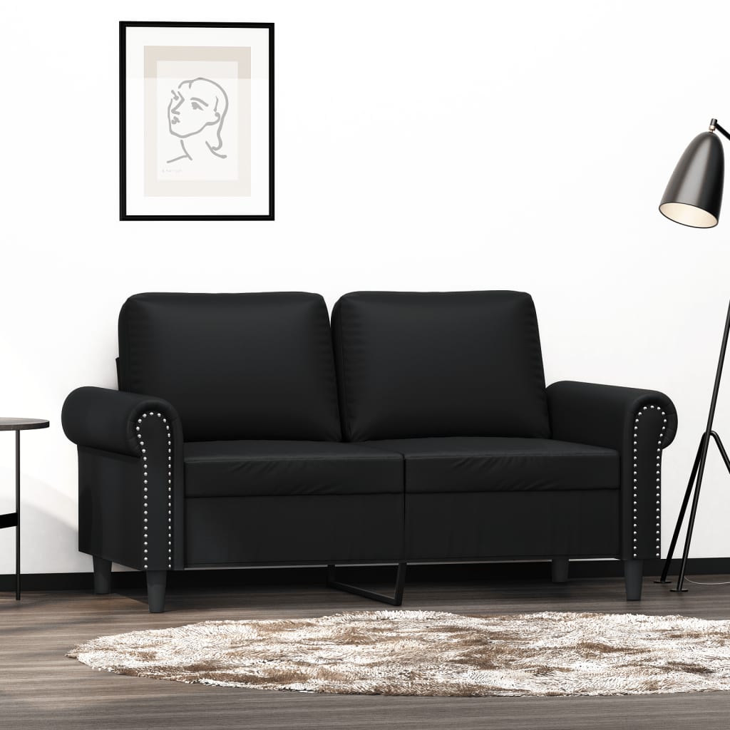 vidaXL 2-osobowa sofa, czarna, 120 cm, sztuczna skóra