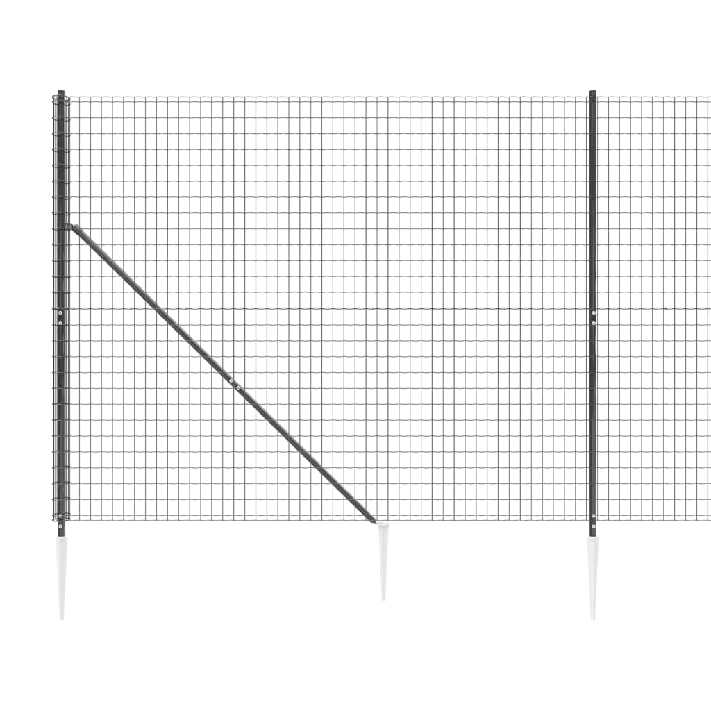 vidaXL Ogrodzenie z siatki, z kotwami, antracytowe, 1,6x25 m