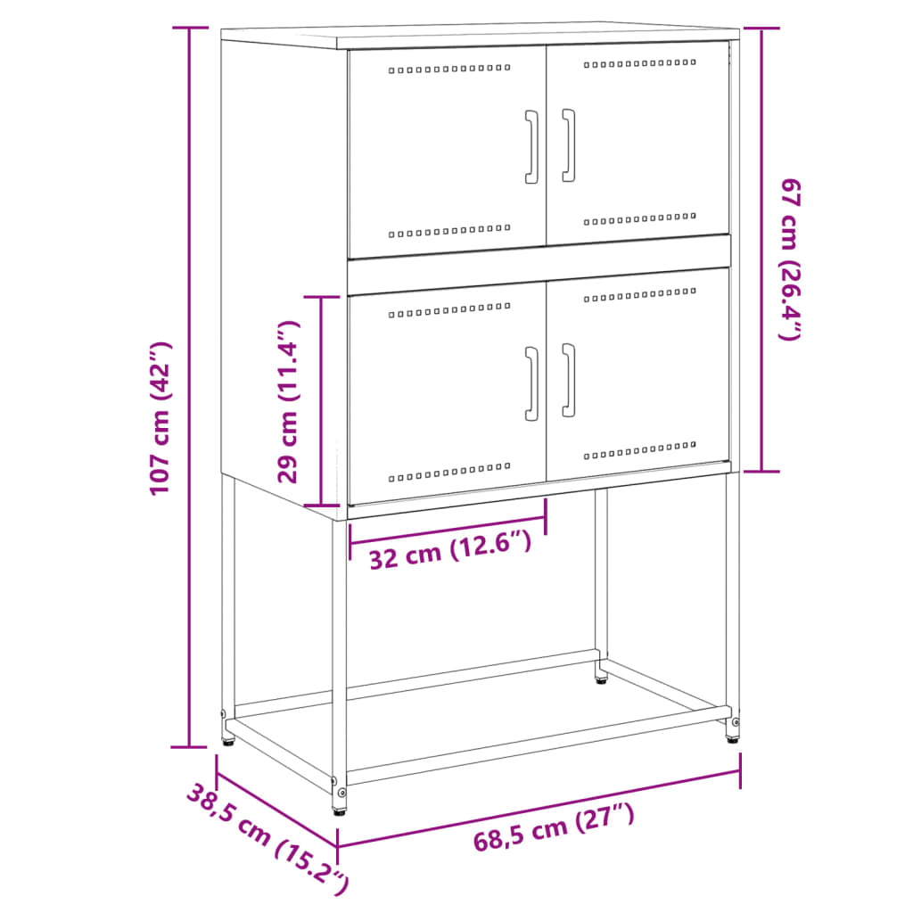 vidaXL Szafka, biała, 68,5x38,5x107 cm, stal