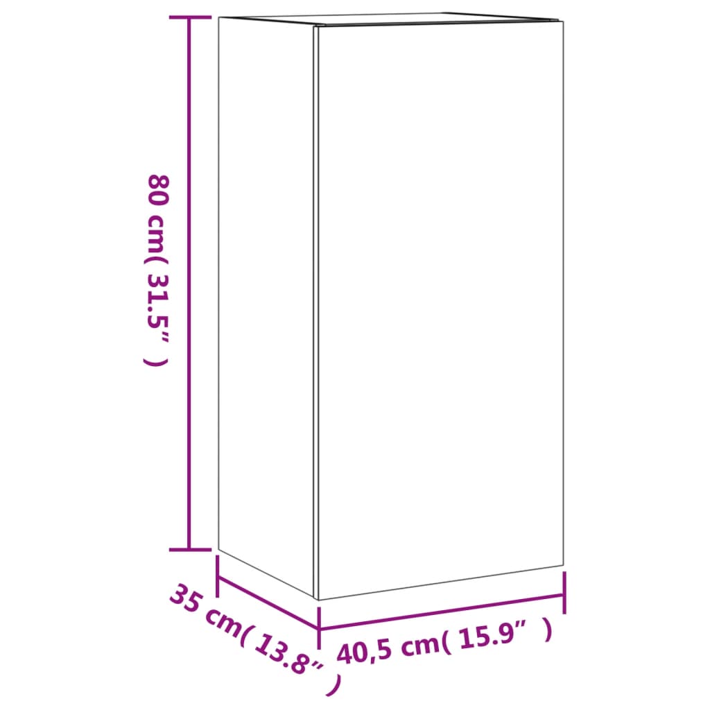 vidaXL Ścienna szafka TV z LED, czarna, 40,5x35x80 cm