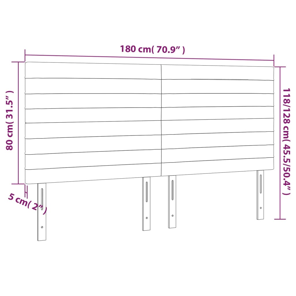 vidaXL Zagłówek do łóżka z LED, ciemnoniebieski, 180x5x118/128 cm