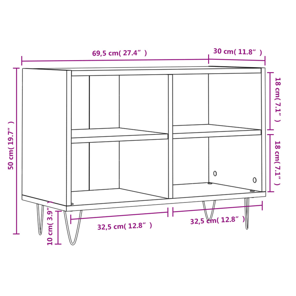 vidaXL Szafka pod TV, szarość betonu, 69,5x30x50 cm