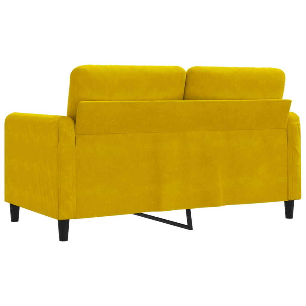 vidaXL Sofa 2-osobowa, żółta, 120 cm, tapicerowana aksamitem