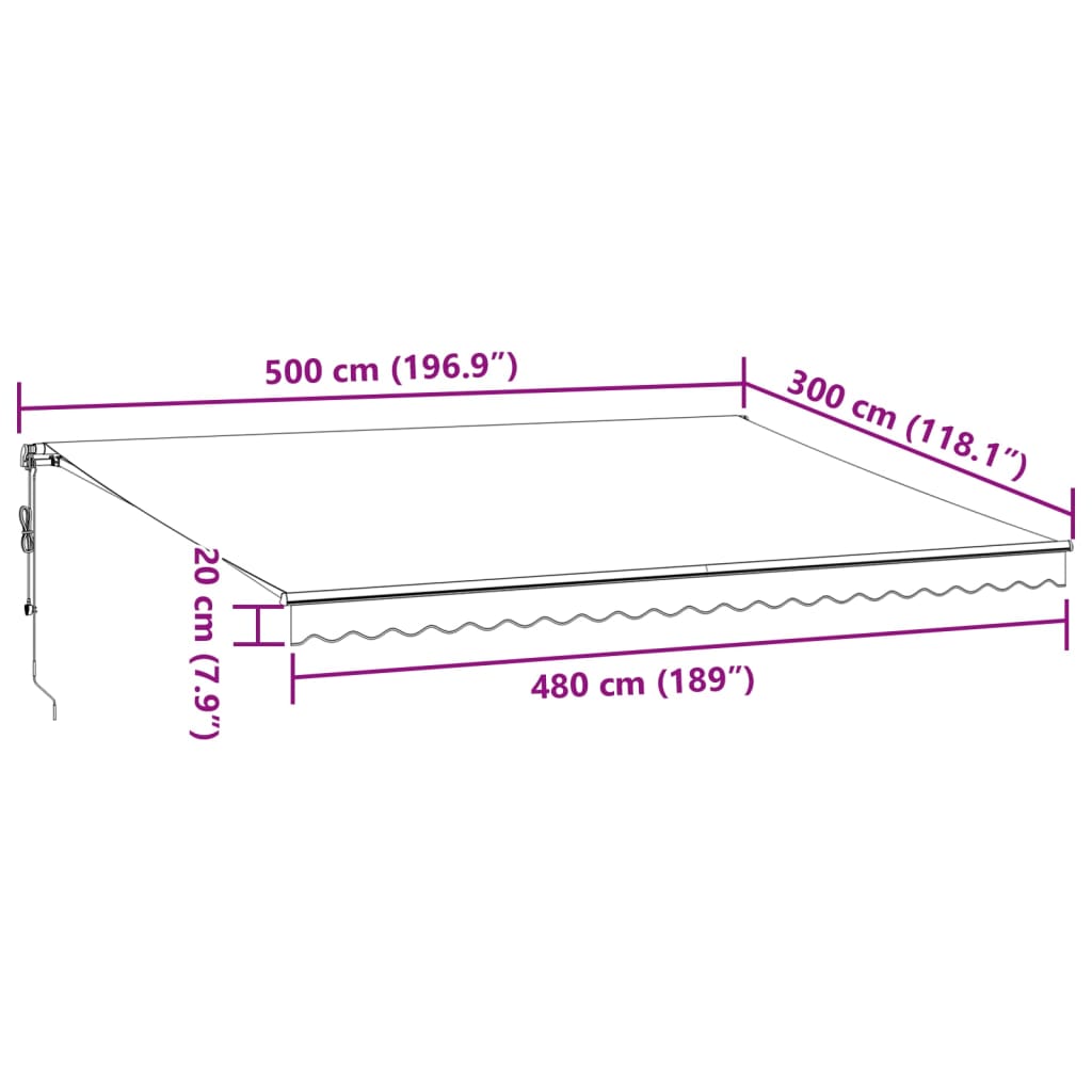 vidaXL Automatyczna markiza z LED, antracytowo-biała, 500x300 cm