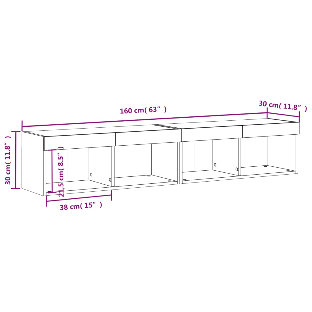 vidaXL Szafki TV, z LED, 2 szt., białe, 80x30x30 cm