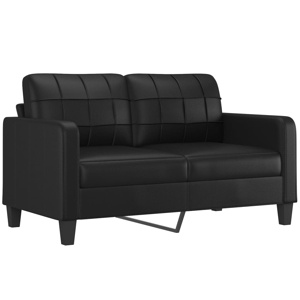 vidaXL 2-osobowa sofa z poduszkami, czarna, 140 cm, sztuczna skóra