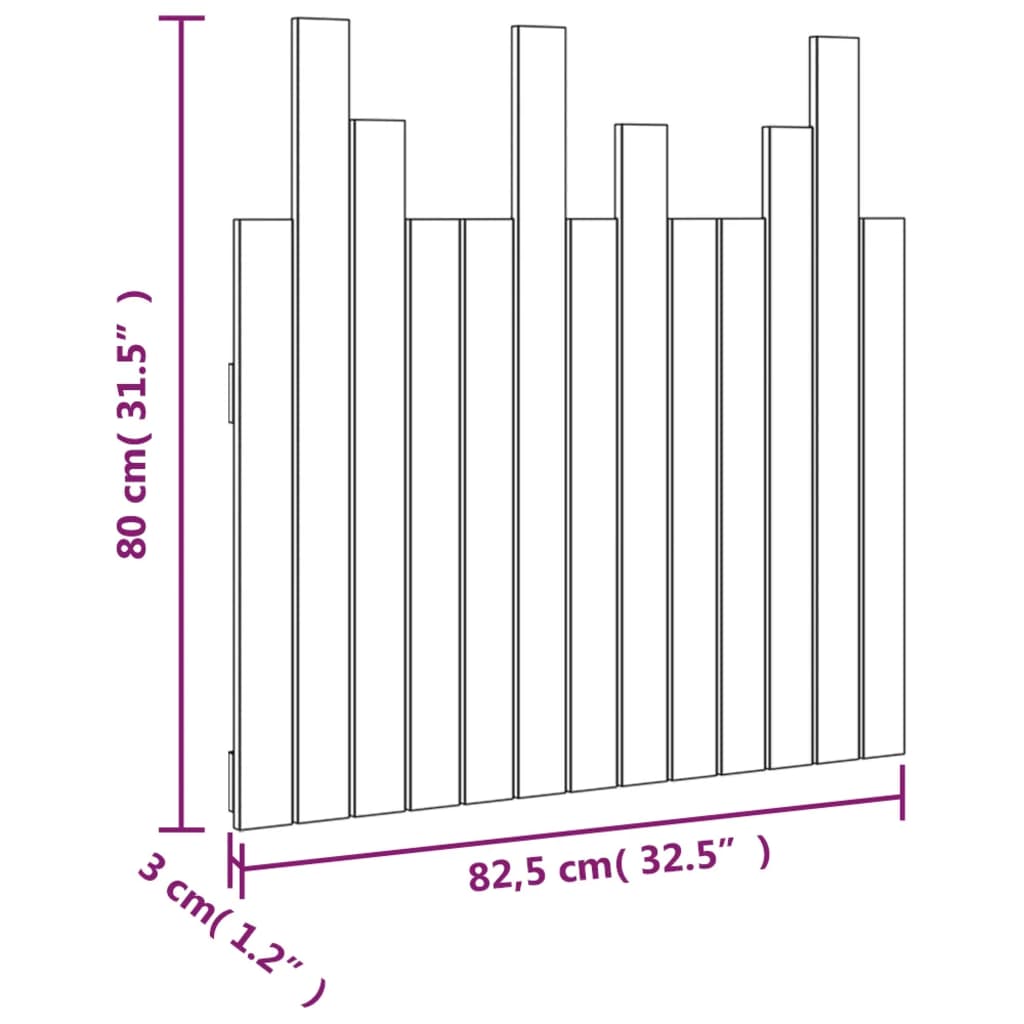 vidaXL Wezgłowie łóżka, czarne, 82,5x3x80 cm, lite drewno sosnowe