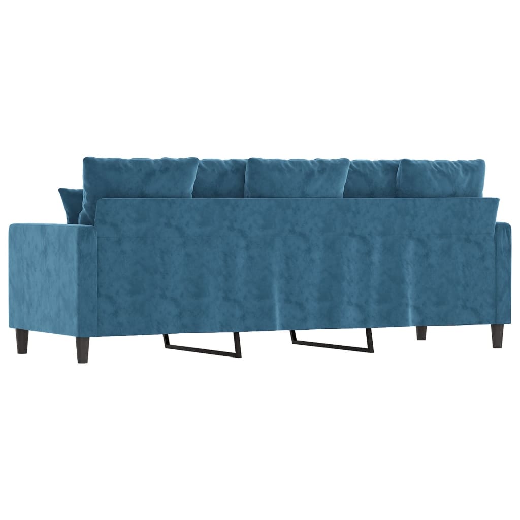 vidaXL Sofa 3-osobowa, niebieski, 180 cm, tapicerowana aksamitem