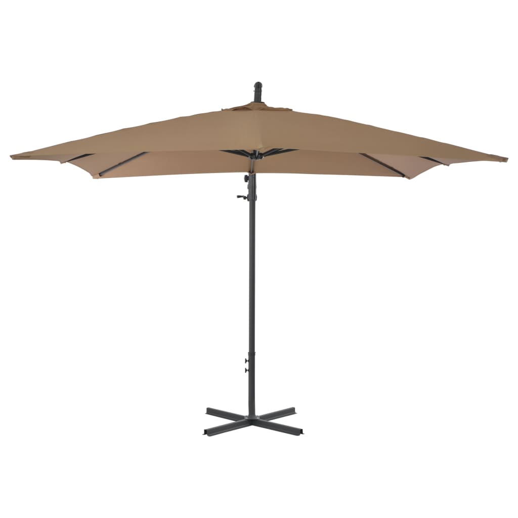 vidaXL Parasol wiszący ze stalowym słupkiem, 250x250 cm, taupe