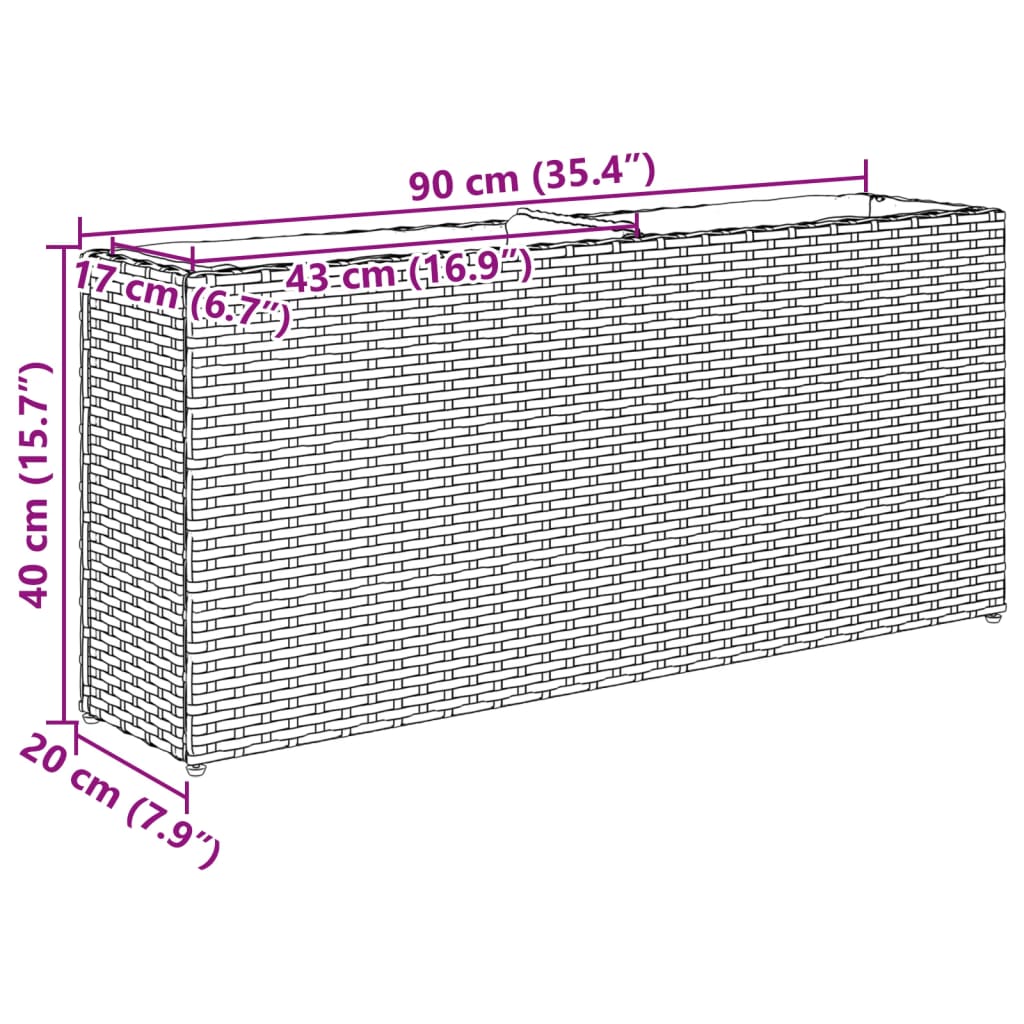 vidaXL Donice ogrodowe z 2 wkładami, 2 szt., brązowe, 90x20x40 cm