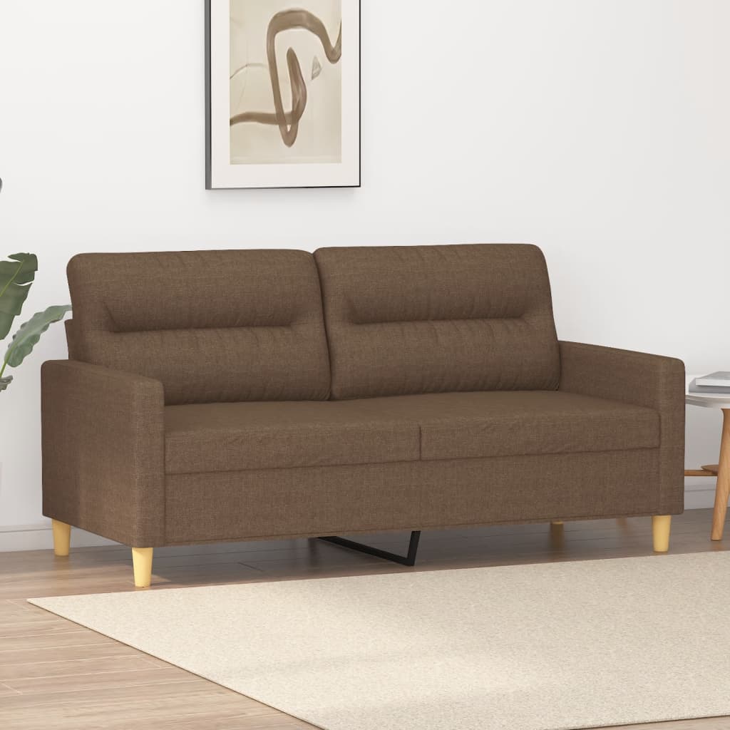 vidaXL Sofa 2-osobowa, brązowa, 140 cm, tapicerowana tkaniną